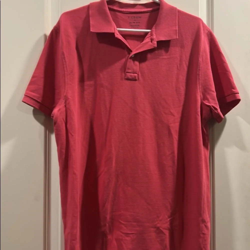 Like New J. Crew 1/4 button down Polo shirt short sleeve cotton size L slim fit